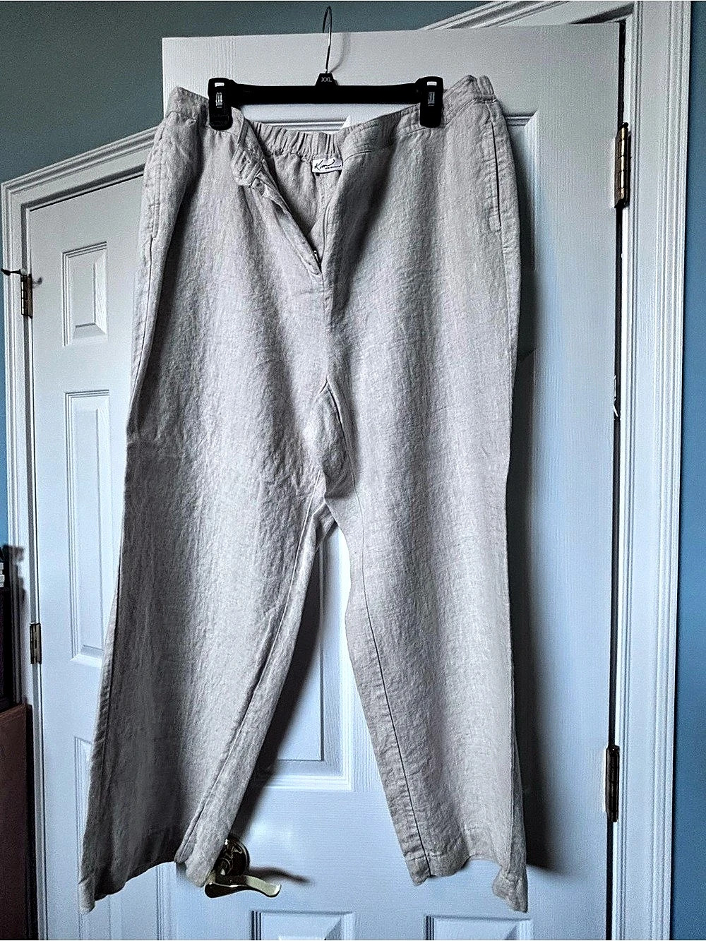 Kim Rogers Linen Blend Ankle Pants in Beige
